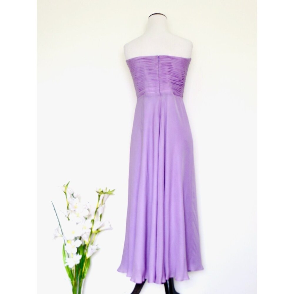 Lauren Ralph Lauren Strapless Silk Chiffon Dress Lavender Purple SZ 10 - Picture 3 of 5